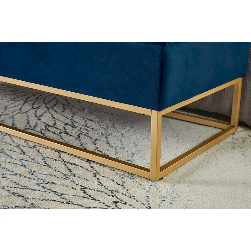 Velvet Tufted Storage Bench with Metal Base