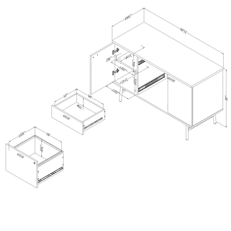 Contemporary Office Credenza with File Drawer and Adjustable Shelves