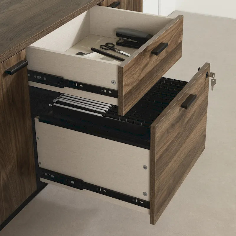 Contemporary Office Credenza with File Drawer and Adjustable Shelves
