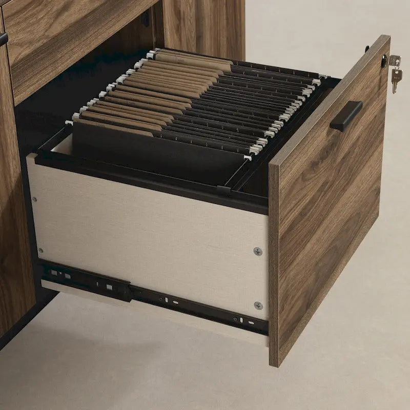 Contemporary Office Credenza with File Drawer and Adjustable Shelves