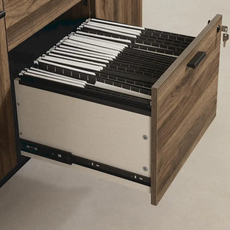 Contemporary Office Credenza with File Drawer and Adjustable Shelves