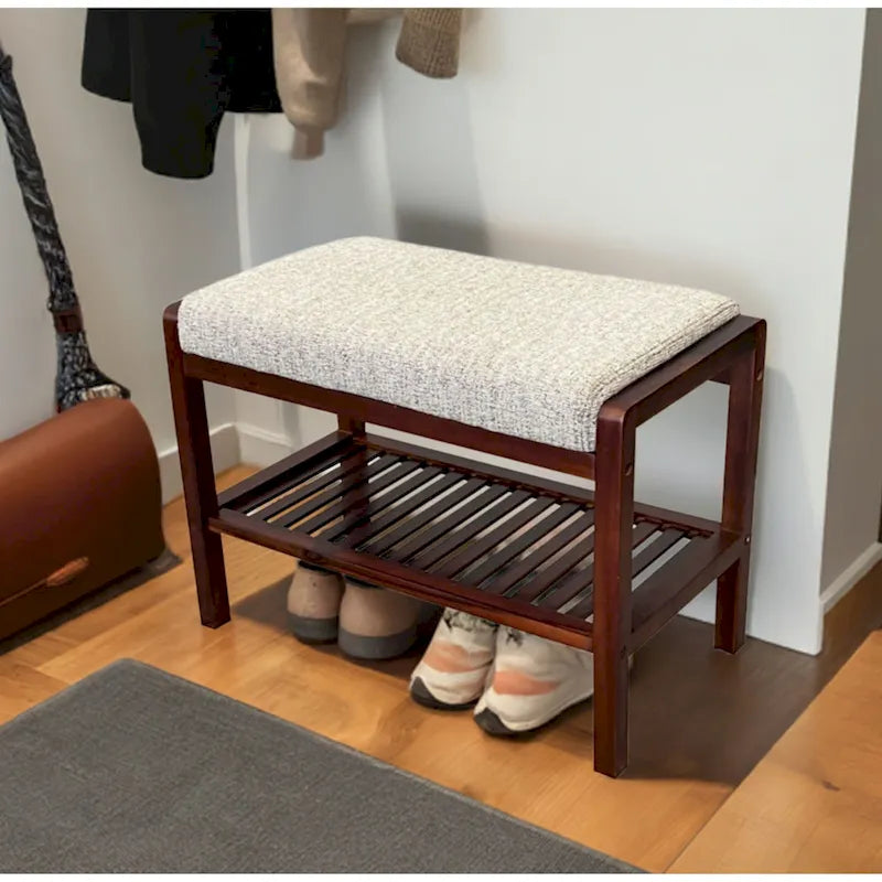 Solid Acacia Wood Padded Bench