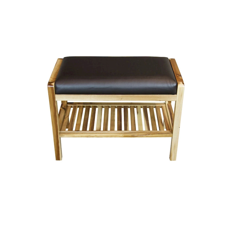 Solid Acacia Wood Padded Bench