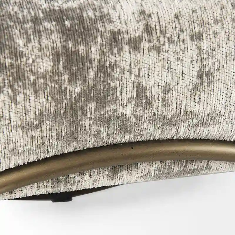 Gray Fabric Upholstered Bench with Dark Nickel Metal Frame