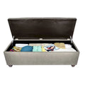 Diamond Tufted Linen Storage Bench