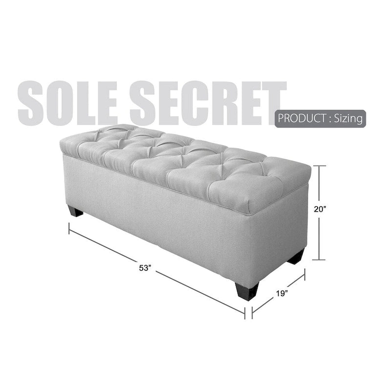Diamond Tufted Linen Storage Bench
