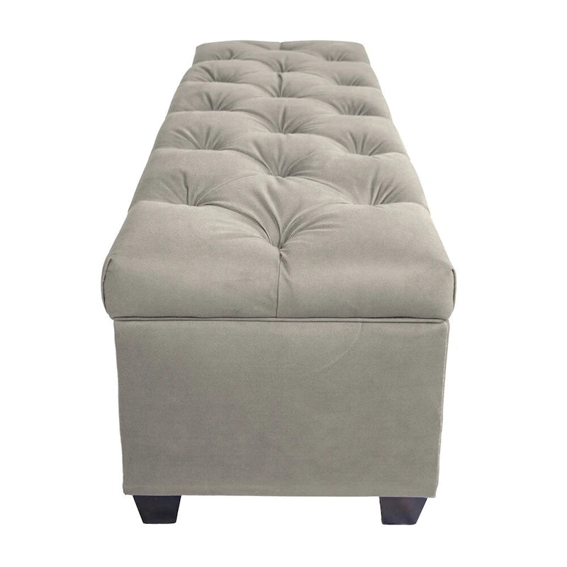 Diamond Tufted Linen Storage Bench