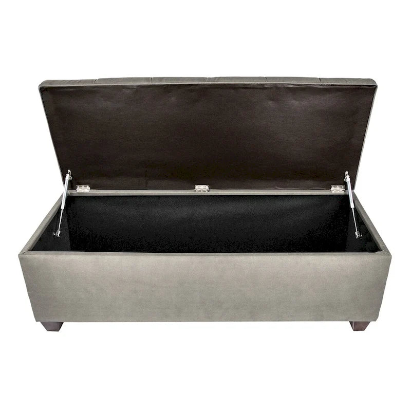 Diamond Tufted Linen Storage Bench