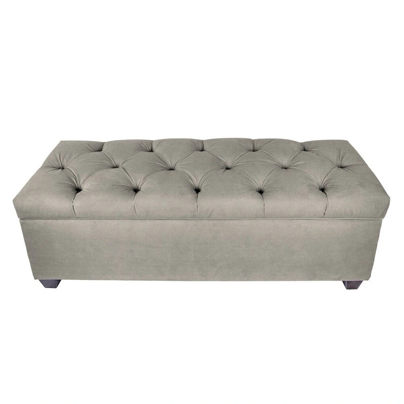 Diamond Tufted Linen Storage Bench