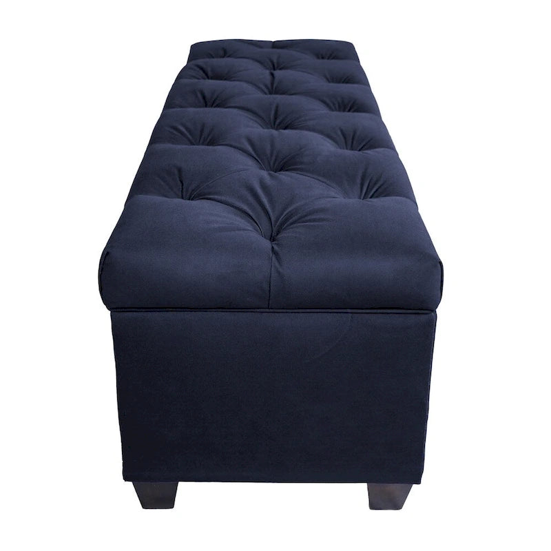 Diamond Tufted Linen Storage Bench