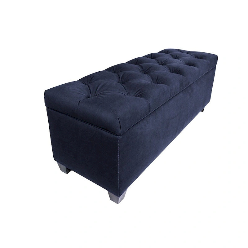 Diamond Tufted Linen Storage Bench