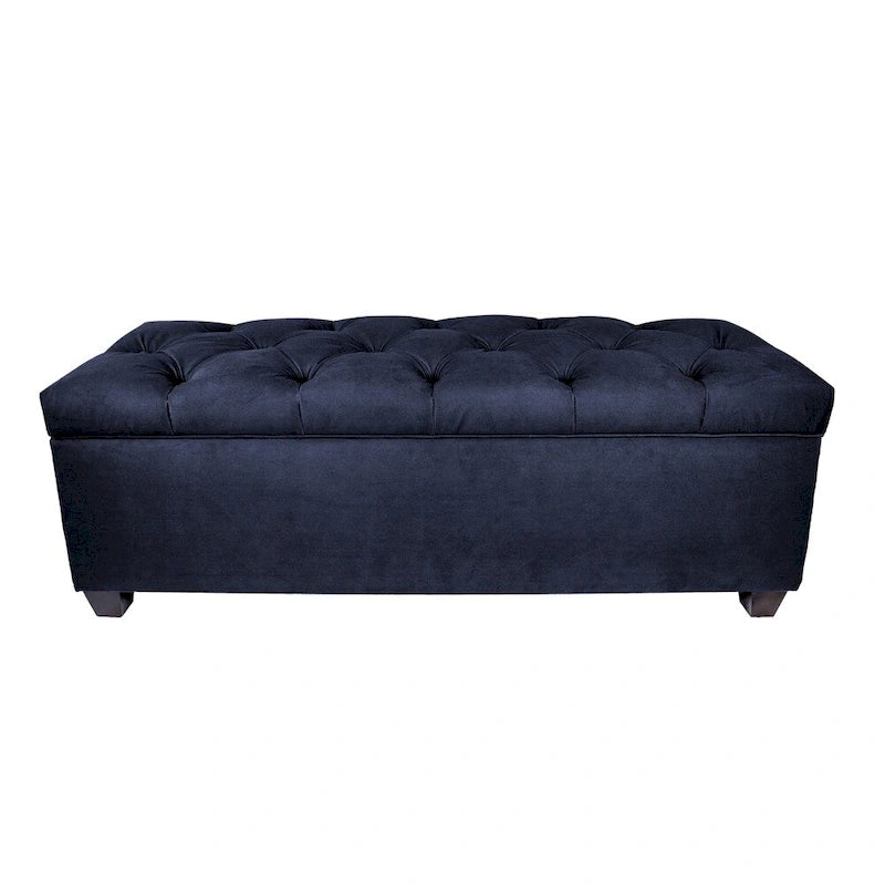 Diamond Tufted Linen Storage Bench