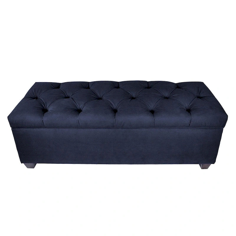 Diamond Tufted Linen Storage Bench