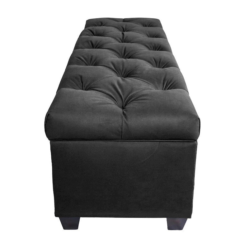 Diamond Tufted Linen Storage Bench