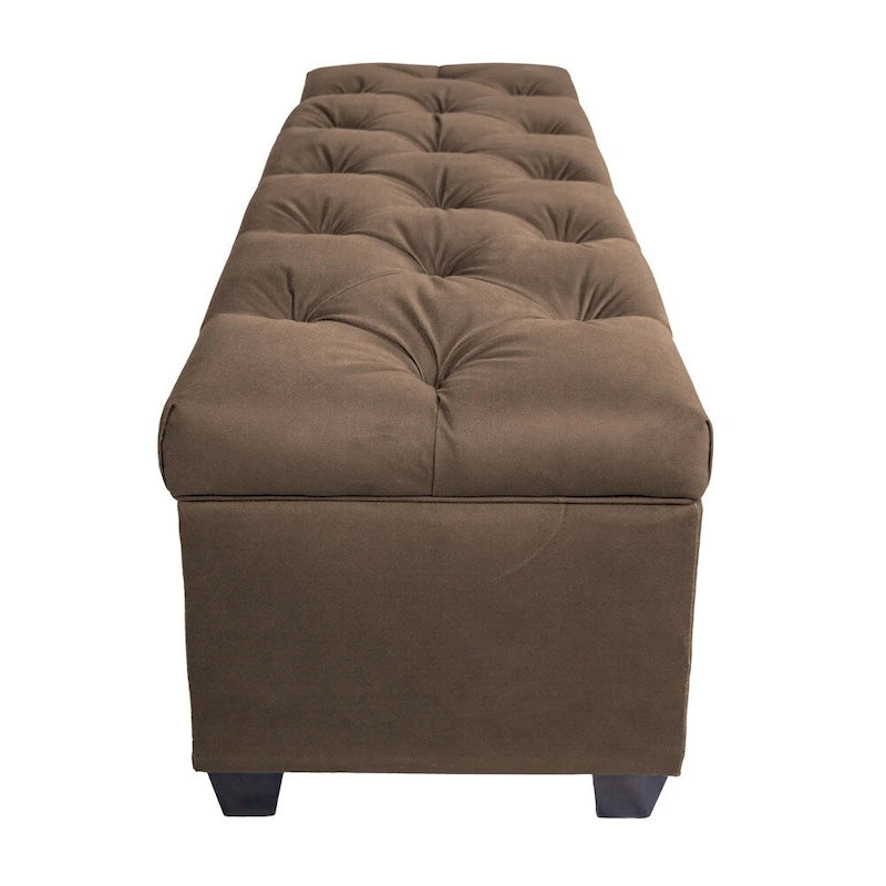 Diamond Tufted Linen Storage Bench