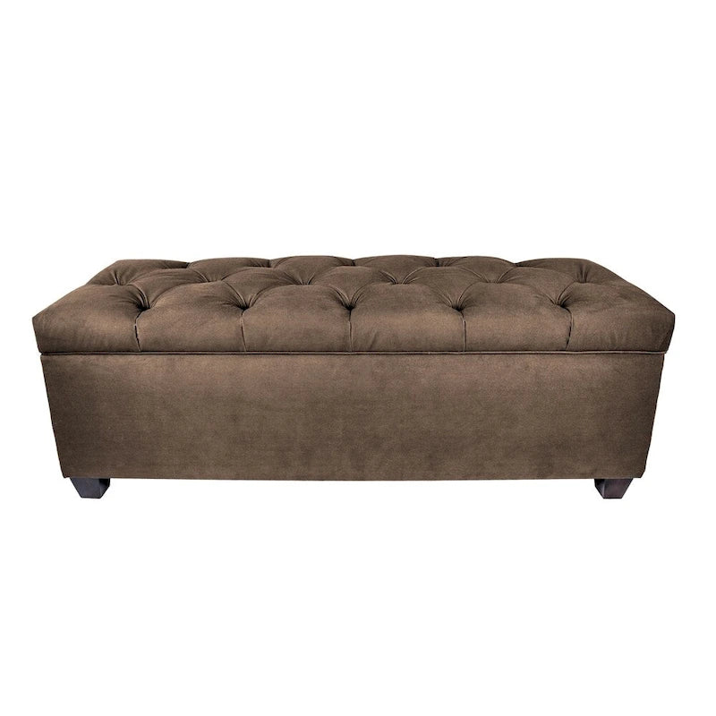 Diamond Tufted Linen Storage Bench
