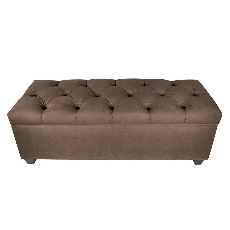 Diamond Tufted Linen Storage Bench