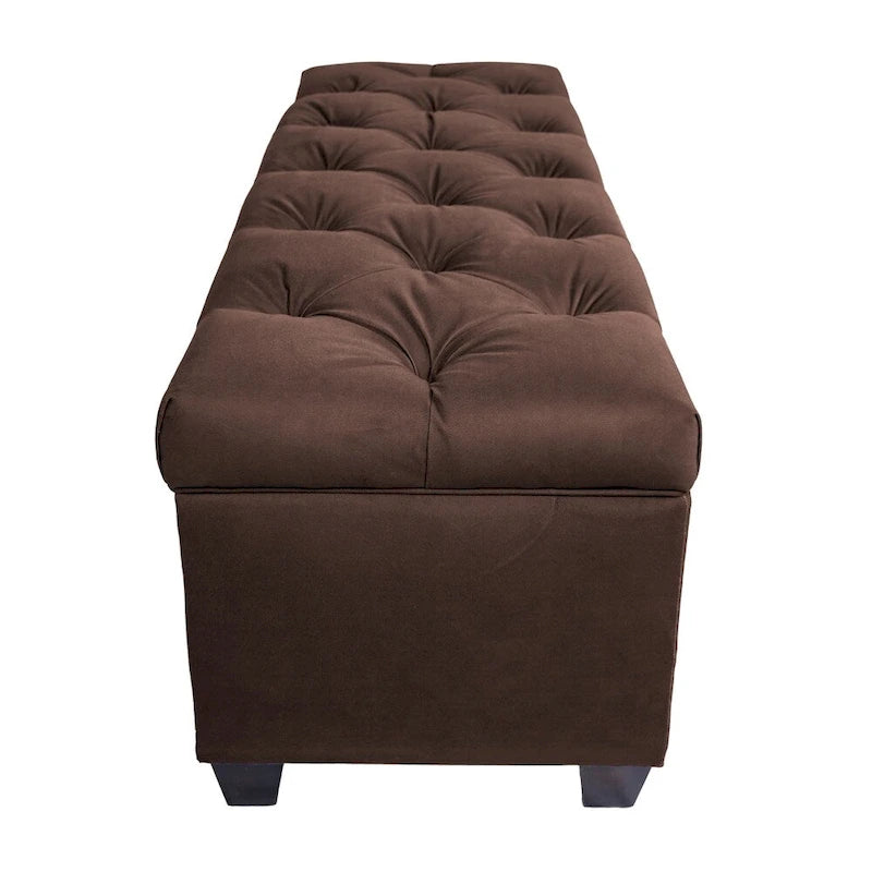 Diamond Tufted Linen Storage Bench