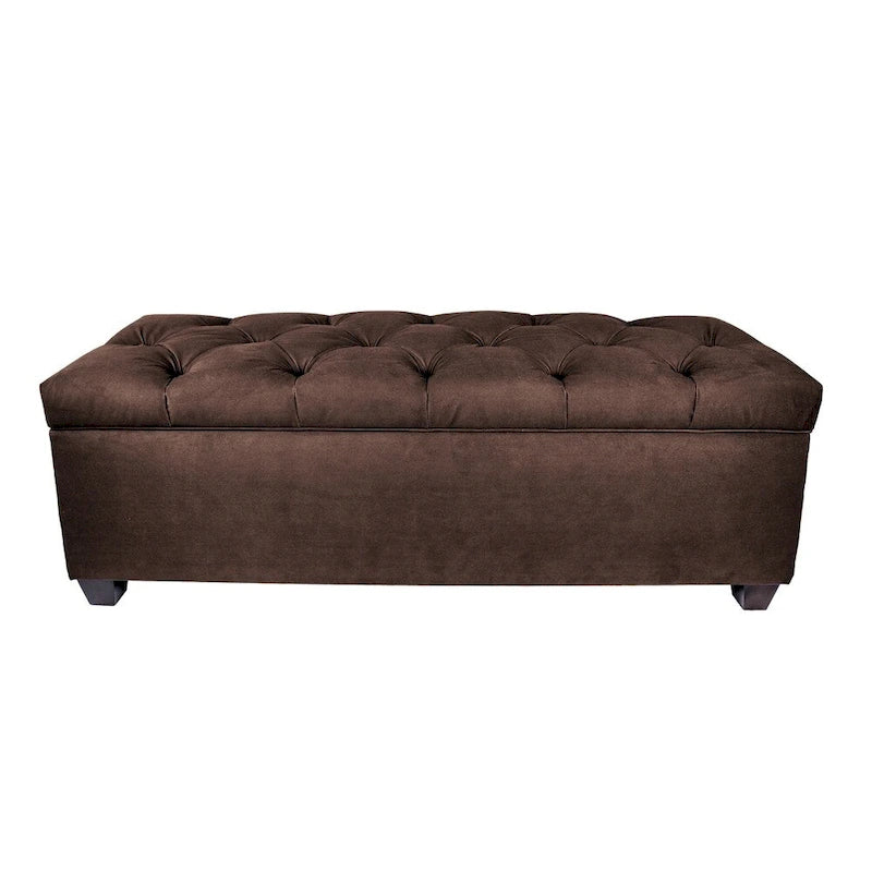 Diamond Tufted Linen Storage Bench