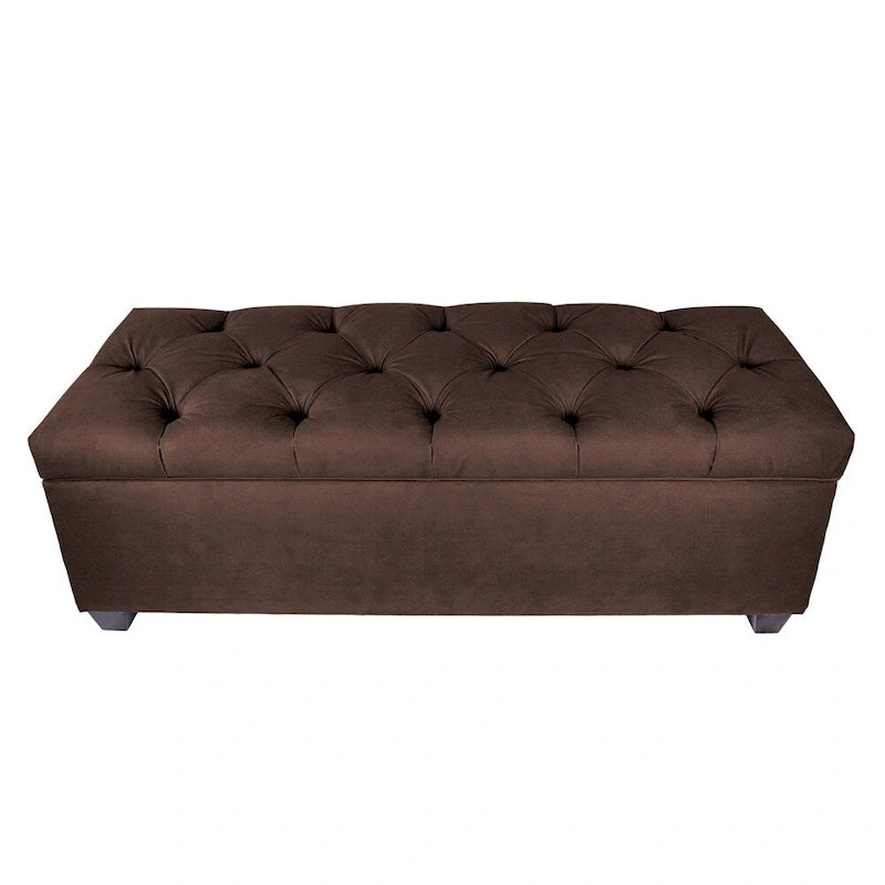 Diamond Tufted Linen Storage Bench