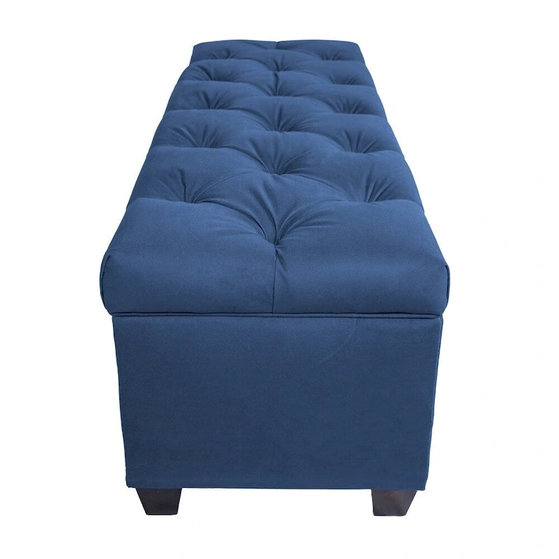 Diamond Tufted Linen Storage Bench