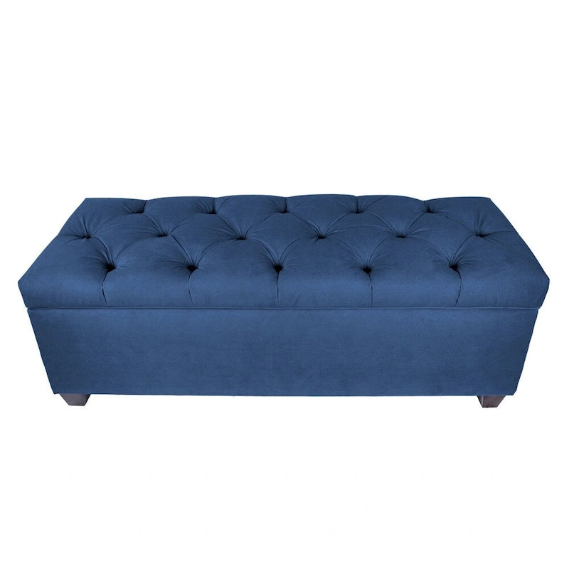 Diamond Tufted Linen Storage Bench