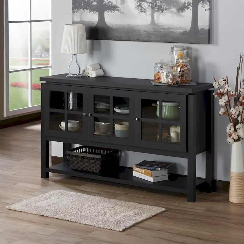 Modern Farmhouse 59" Windowpane Buffet Cabinet