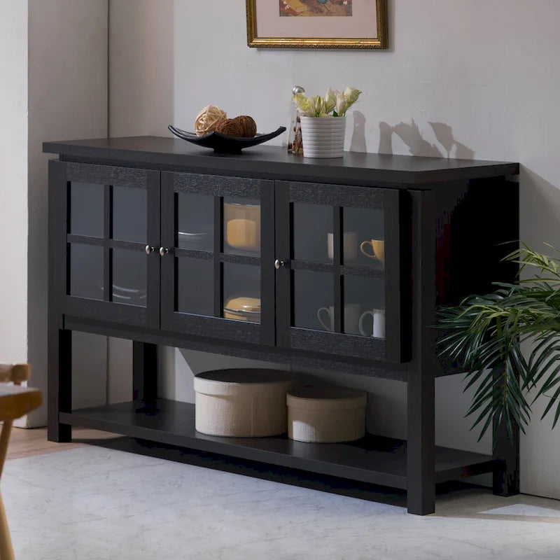 Modern Farmhouse 59" Windowpane Buffet Cabinet