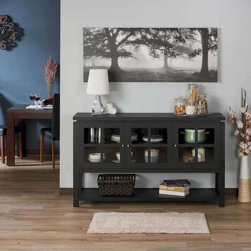 Modern Farmhouse 59" Windowpane Buffet Cabinet