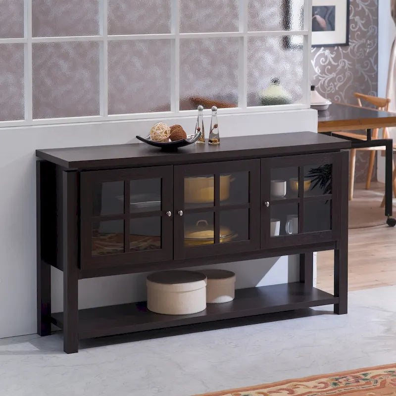 Modern Farmhouse 59" Windowpane Buffet Cabinet