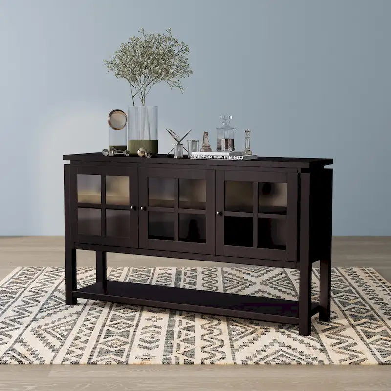 Modern Farmhouse 59" Windowpane Buffet Cabinet