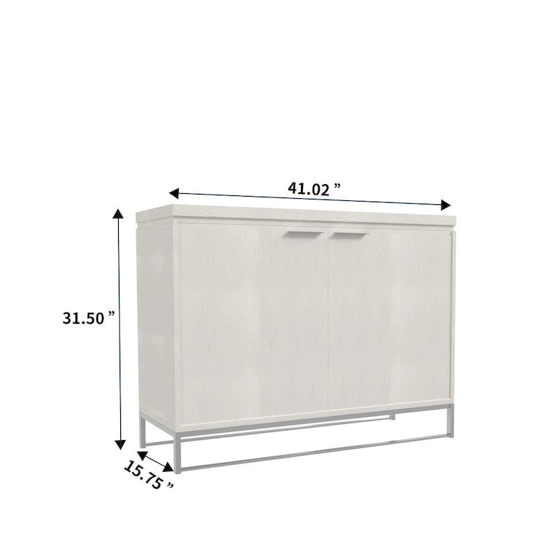 Wood Grain 2-Door Accent Cabinet with Gold Metal Legs