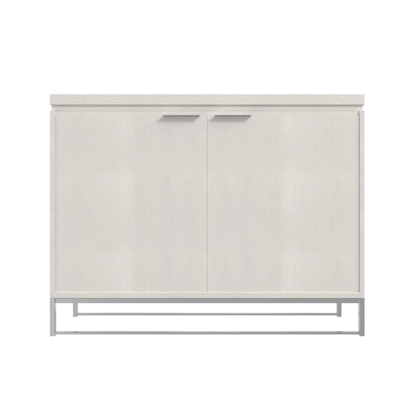 Wood Grain 2-Door Accent Cabinet with Gold Metal Legs