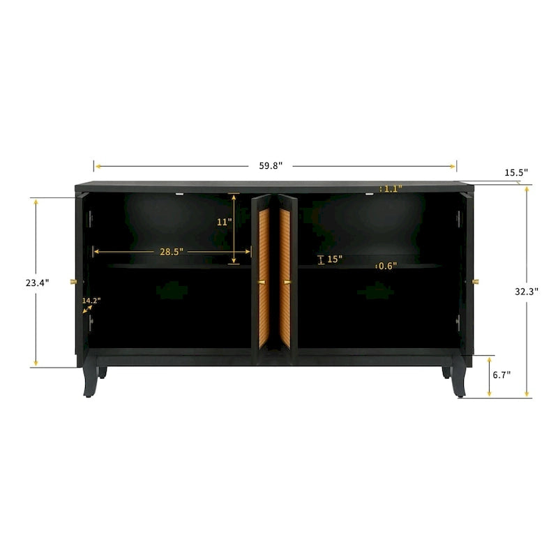 Rattan Sideboard Buffer Cabinet