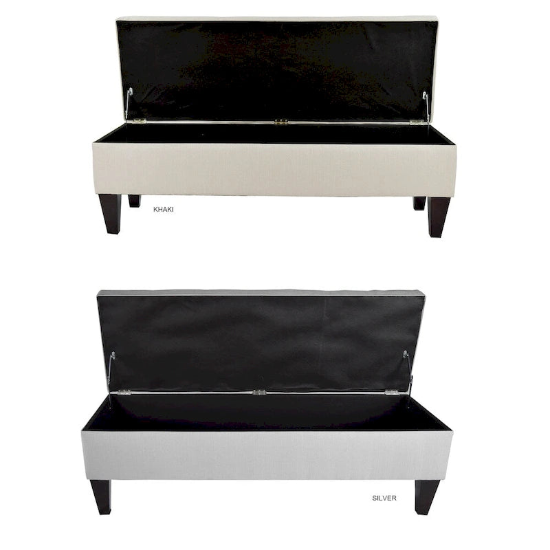 10-Button Tufted Upholstered Long Storage Bench Ottoman