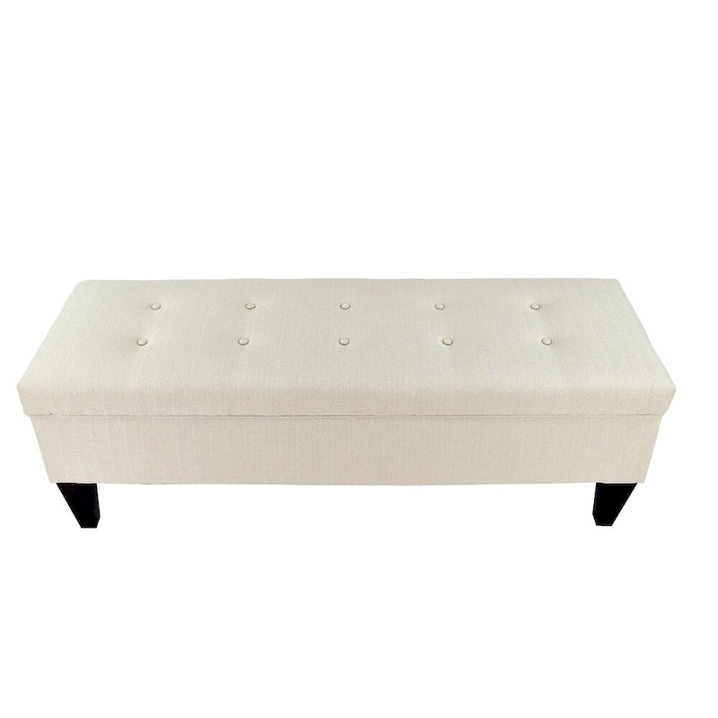 10-Button Tufted Upholstered Long Storage Bench Ottoman