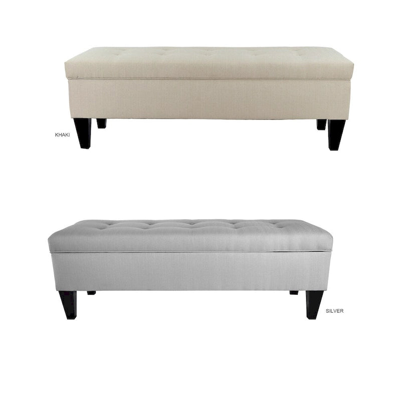 10-Button Tufted Upholstered Long Storage Bench Ottoman