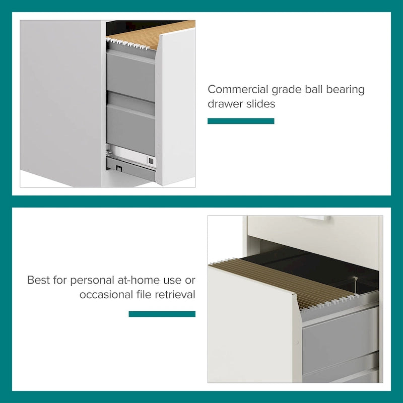 18" Deep 3-Drawer Mobile Metal File Cabinet, Pearl White