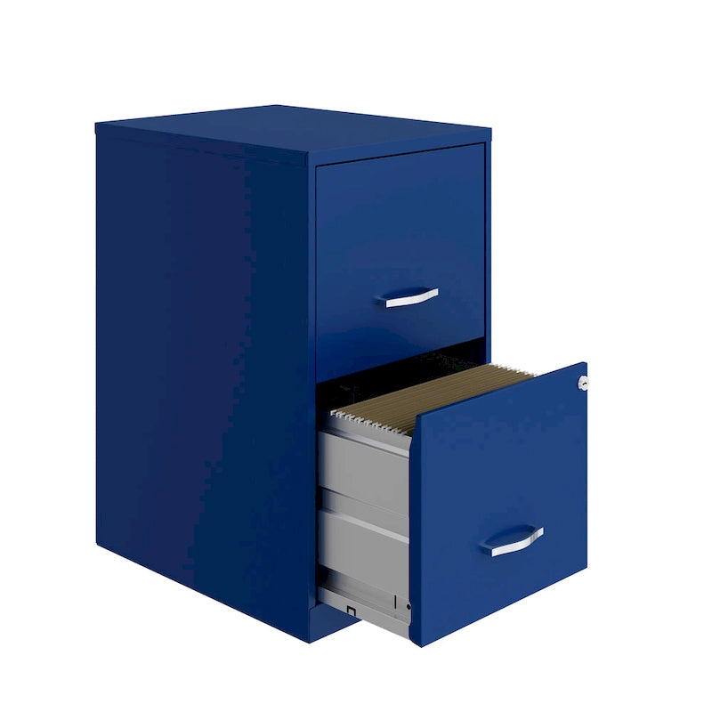 18" Deep 2-Drawer Metal File Cabinet, Classic Blue