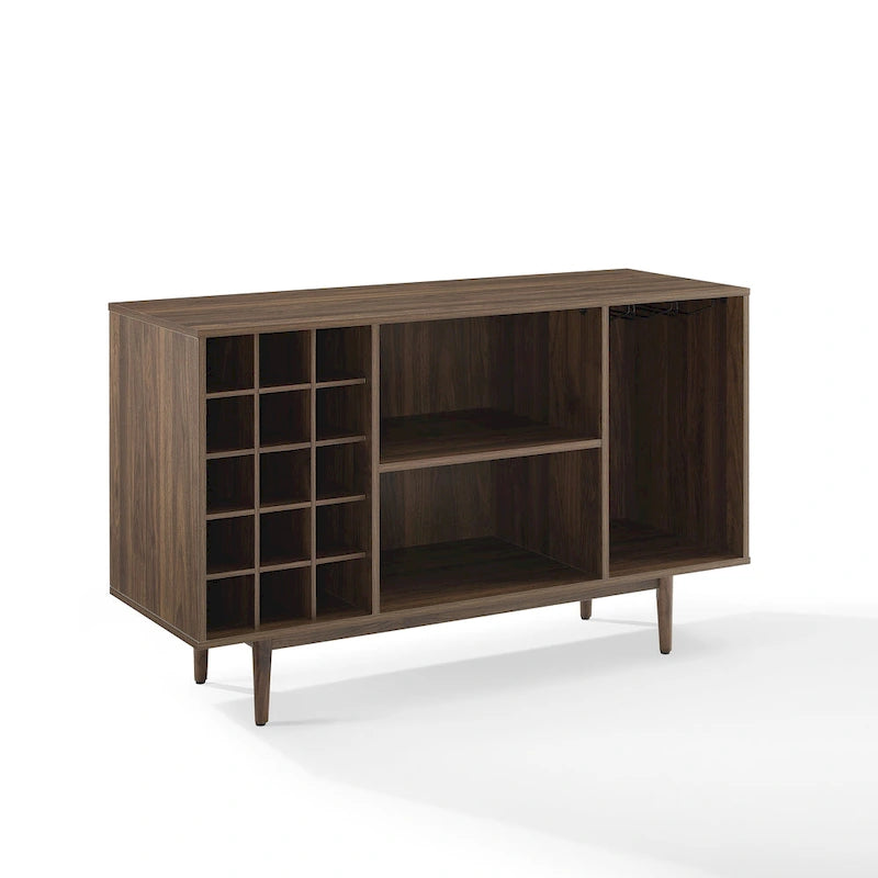 Mid-Century Modern Wine Storage Sideboard with 15-Bottle Rack - 18x47.75x30.25