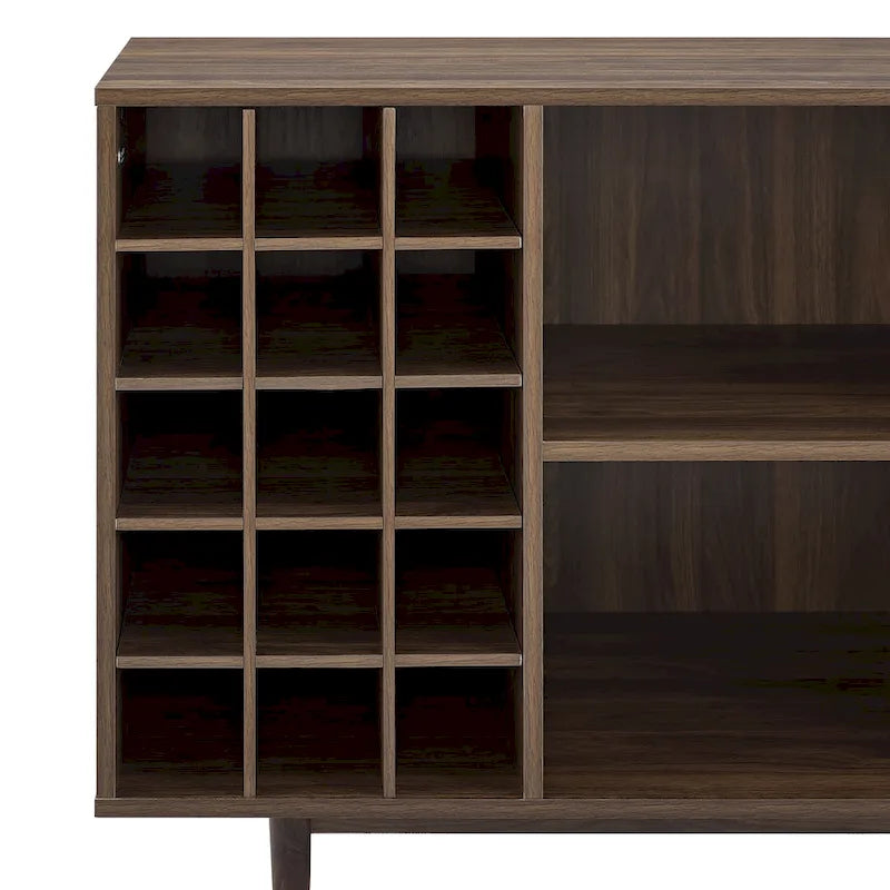 Mid-Century Modern Wine Storage Sideboard with 15-Bottle Rack - 18x47.75x30.25