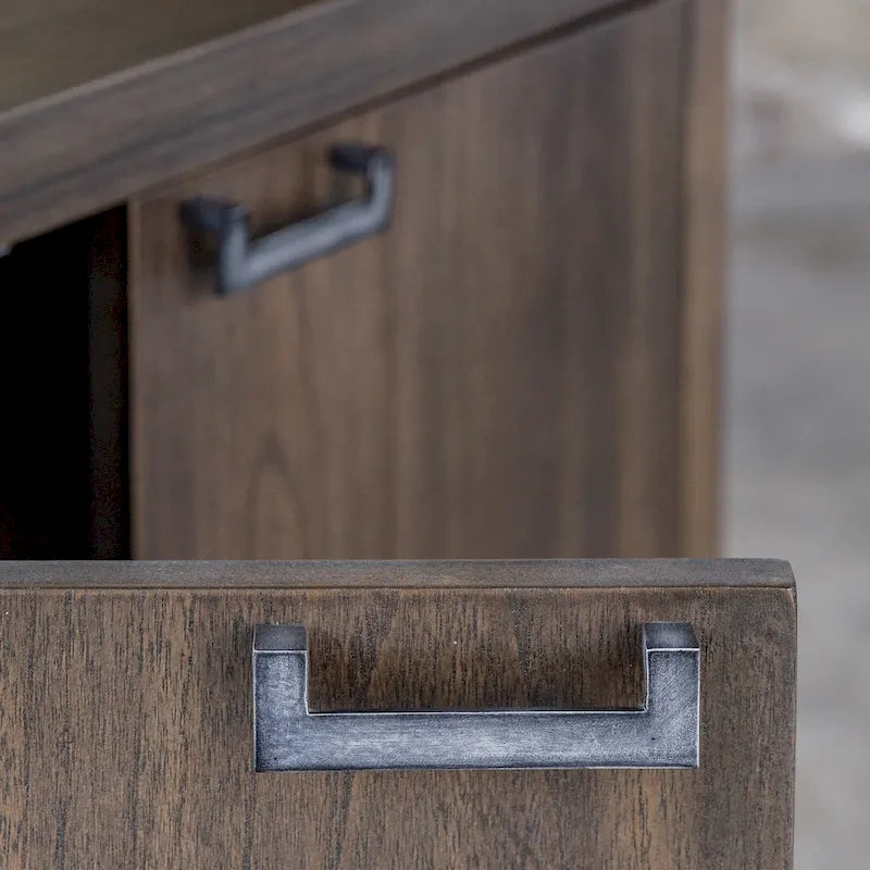Light Walnut Console Cabinet with Adjustable Shelves
