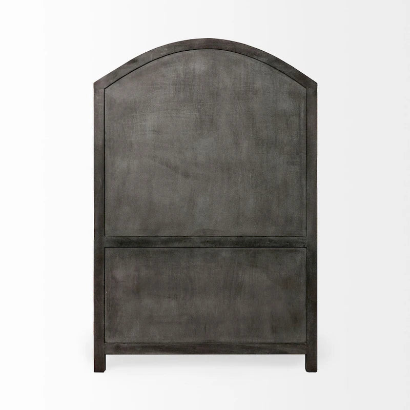 Dark Grey Solid Wood Display Cabinet with Glass Doors
