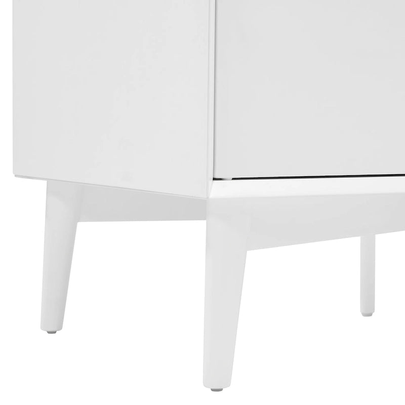 White Finish Mid-Century Sideboard with 2 Cabinets and 3 Drawers - 57W x 19D x 30H