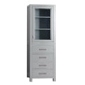 24" Linen Tower Cabinet with Glass Door and Soft-Close Drawers