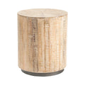 Round Coastal Rustic End Table - 20x20x24