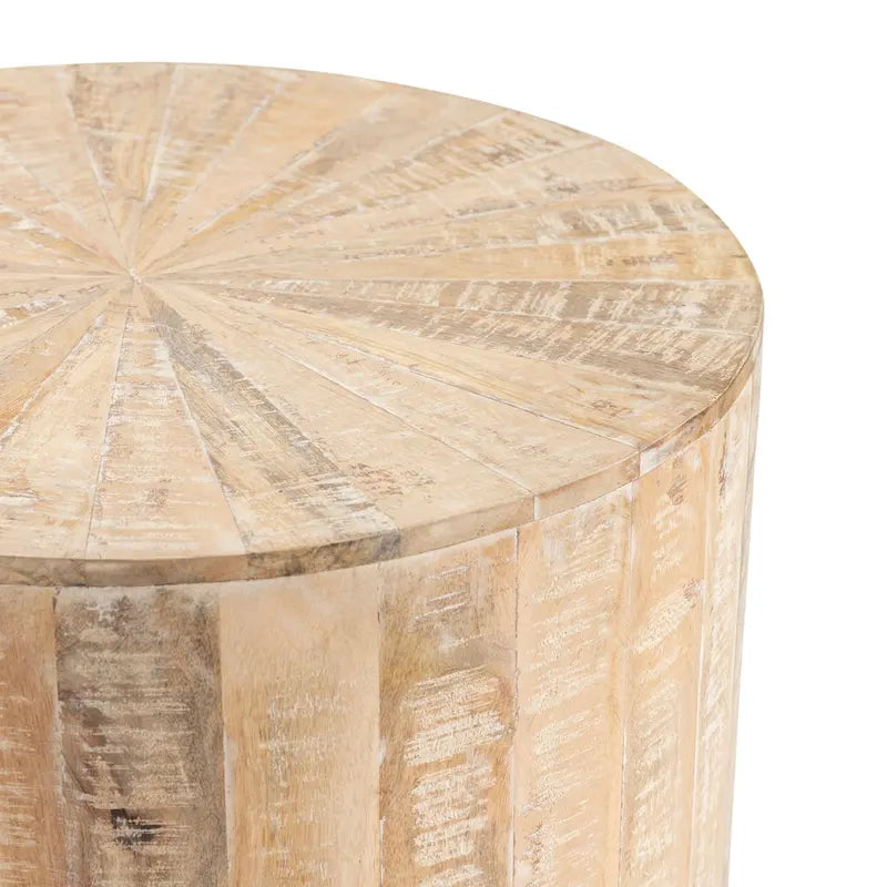 Round Coastal Rustic End Table - 20x20x24