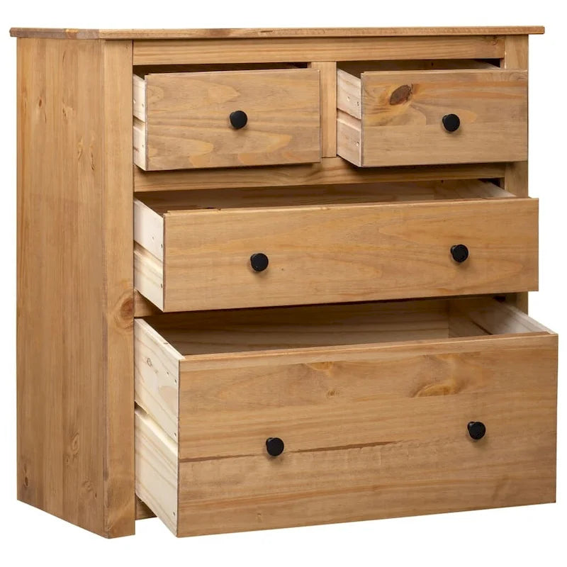 Solid Pine Sideboard with 4 Drawers - 31.5 x 15.7 x 32.7
