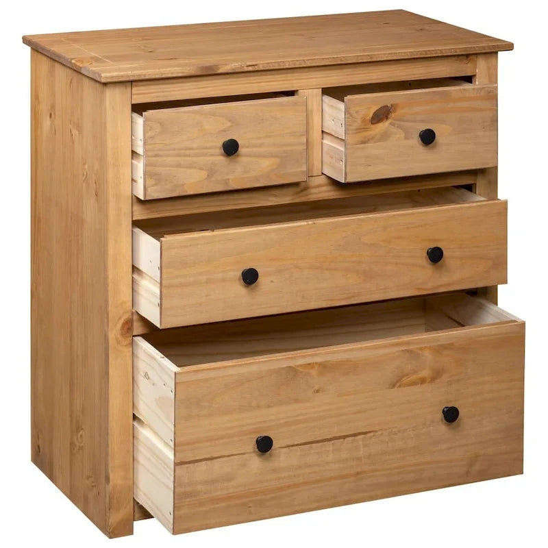 Solid Pine Sideboard with 4 Drawers - 31.5 x 15.7 x 32.7