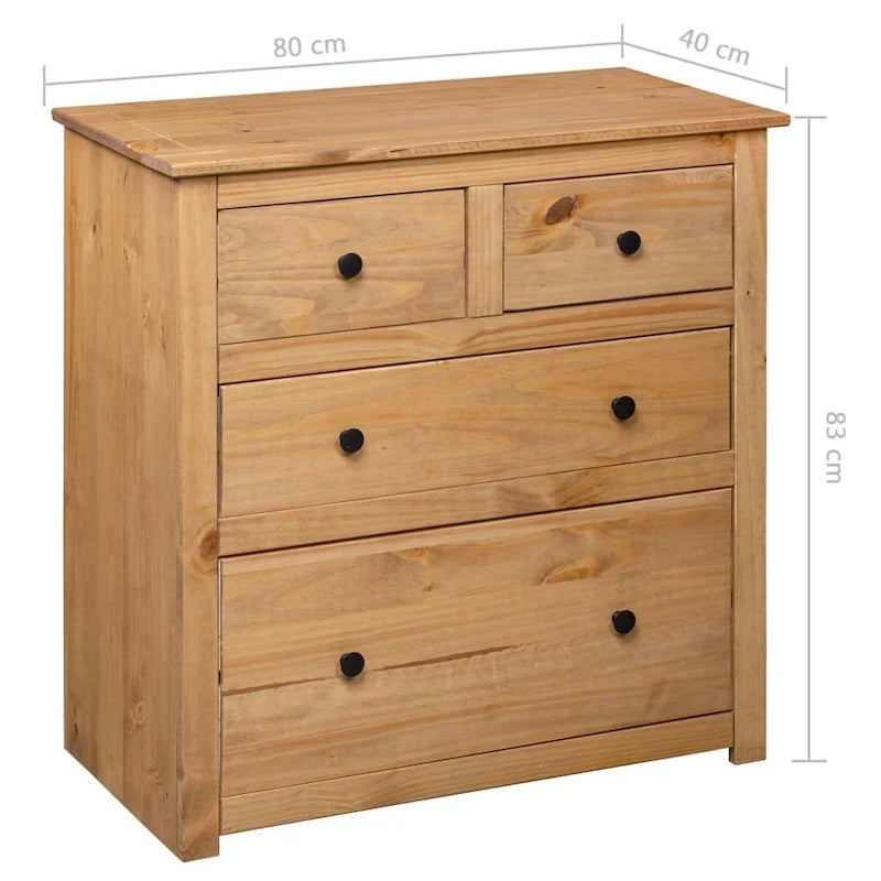 Solid Pine Sideboard with 4 Drawers - 31.5 x 15.7 x 32.7
